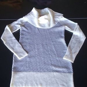 Candies loose turtleneck waffle long sweater or dress cream and grey size L